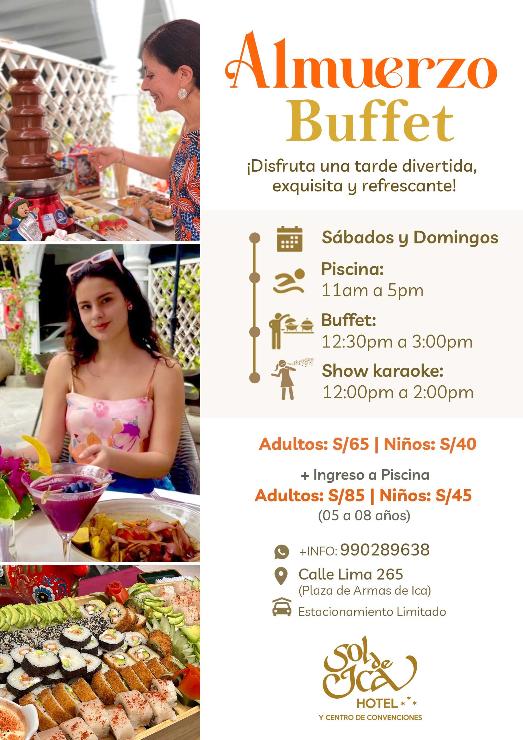almuerzo buffet, hotel sol de ica, ica peru