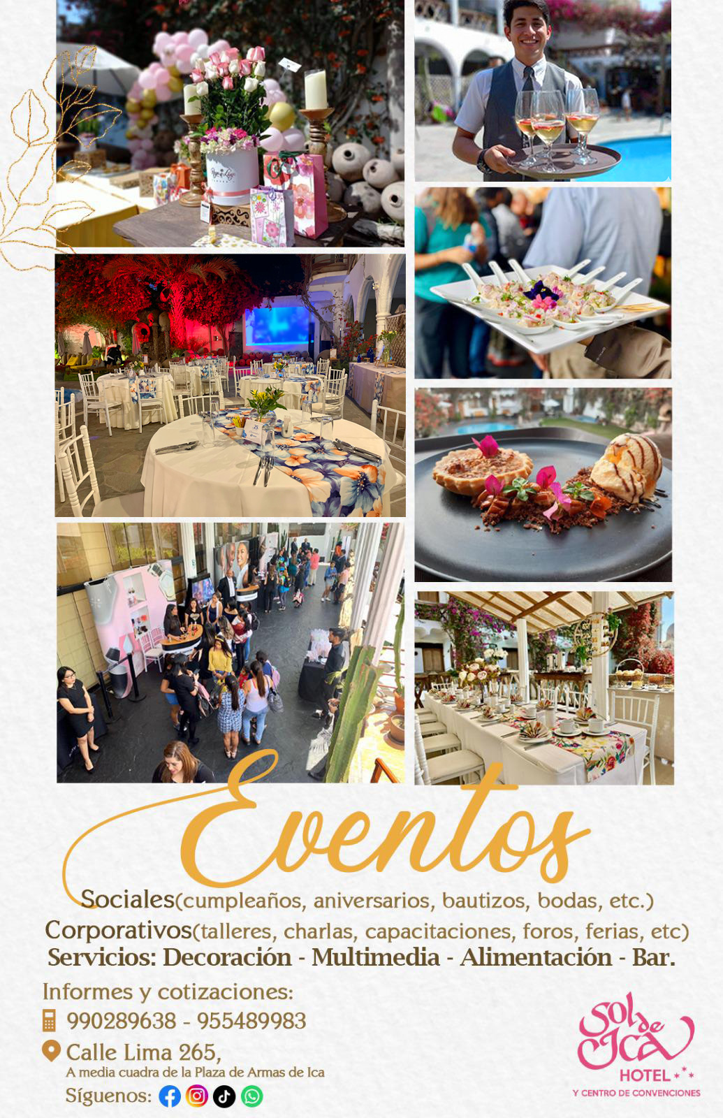 organizacion de evento, bodas en ica, celebracion de cumpleaños, aniversarios en ica, alojamiento en ica, hoteles de ica