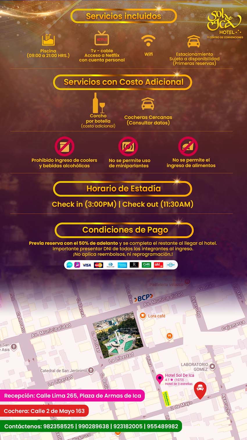 Año Nuevo 2026, Ica, Perú, alojamiento Ica, hoteles de Ica, fullday Ica, Turismo Ica, Huacachina