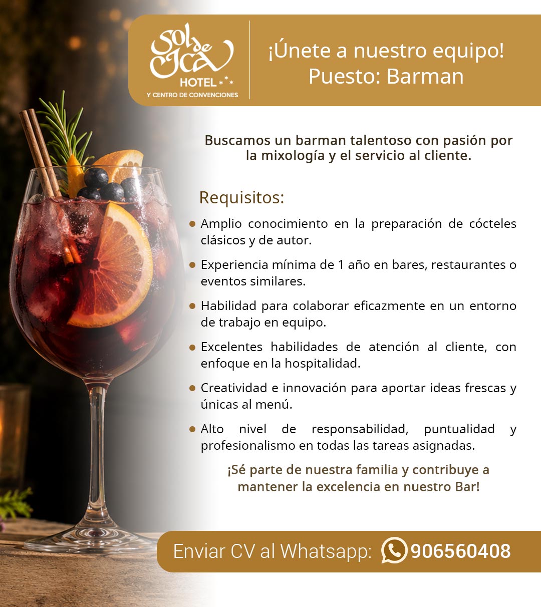 puesto laboral barman